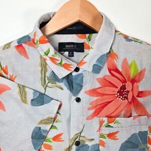 ROARK Shirt‎ Mens Medium M Sierra Madre Journey Linen Blend Button Up Tropical